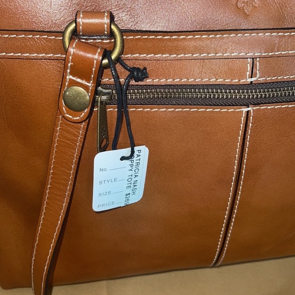 Patricia Nash Heritage Collection Poppy Satchel Leather Bag Tan Brown AUTHENTIC - Picture 8 of 12